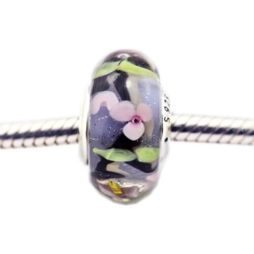 100% 925 Sterling Silver Jewelry Enchanted Garden Murano Glass Beads Fits Pandora Bracelet DIY Making Charms Women Accessories