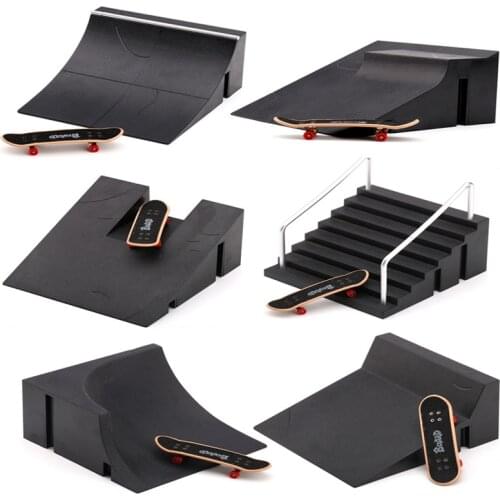 6 IN 1 Kids Mini Finger Skateboard Toys Skate Park Ramp Track Set Scene Board Tech Practice Deck Fingers Training Toys Gifts