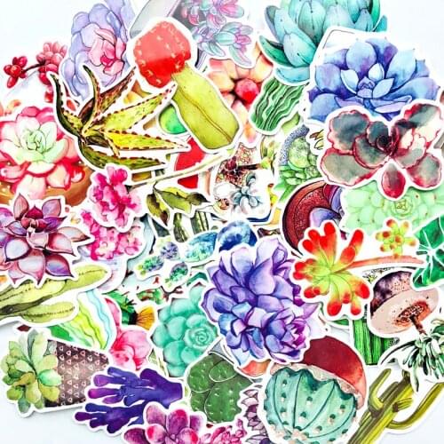 70PCS/box New Cute Succulent Plants Diary Paper Lable Sealing Stickers Crafts And Scrapbooking Decorative Lifelog DIY Stationery