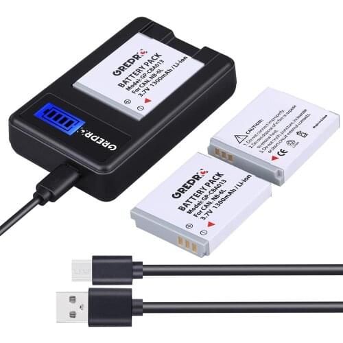 NB-6L NB6L NB 6L NB-6LH 1300mAh Battery + LCD USB Charger for CANON PowerShot SX520 SX530 SX540 SX600 SX610 SX700 SX710