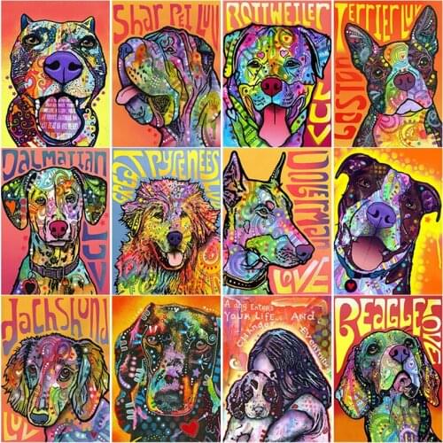 New 5D DIY Diamond Painting Abstract Dog Diamond Embroidery Animal Cross Stitch Full Square Round Drill Home Decor Manual Gift