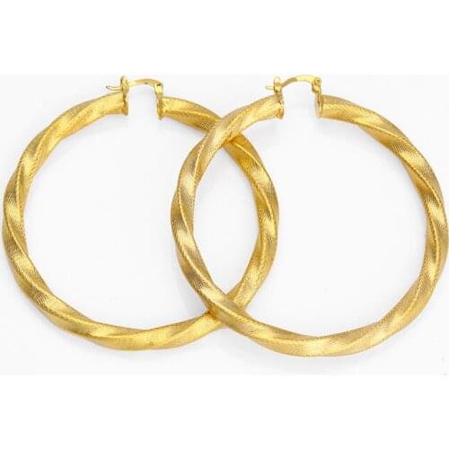 Large Round Scrub Of The Twist plated Earrings For Ladies And Women Of Gift