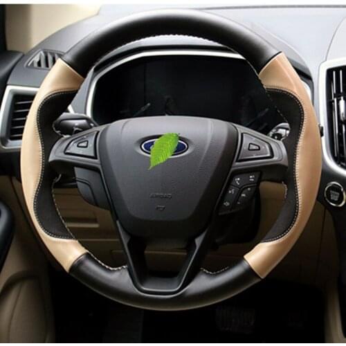 Steering wheel cover For Ford edge special leather hand-sewn high-quality durable grip cover comfort interior car accessories