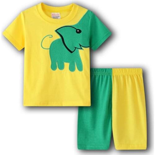 Kids Summer Pajamas Children Short Sleeve Sleepwear Baby Pajamas Sets Boys Girls Animal Pyjamas Pijamas Cotton Nightwear Clothes