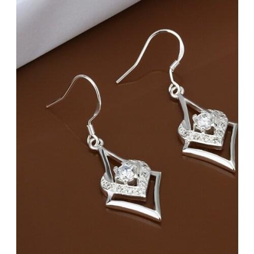 Hot Sale!!Free Shipping 925 Silver Earring,Fashion Sterling Silver Jewelry Heart Earrings SMTE444
