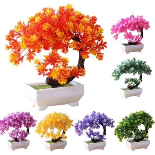 Artificial Plants Bonsai Small Tree Simulation Pot Plants Fake Flowers Table Potted Ornaments Home Decoration Hotel Garden Decor
