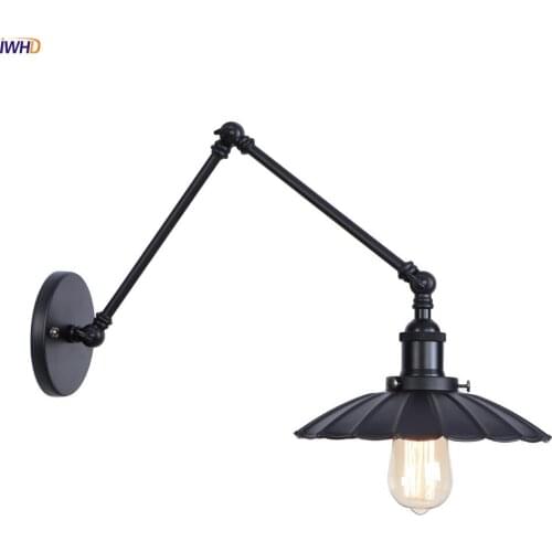 IWHD Black Retro Wall Lights For Home Lighting Stair Hallway Arm Loft Industrial Decor Vintage Wall Lamp Sconces Applique Murale
