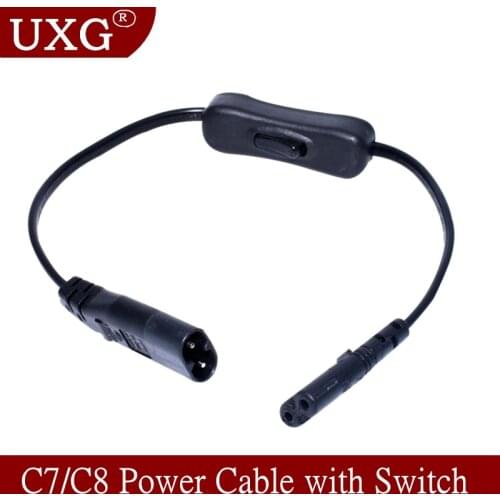 "8" Figure C7 Power Cable With Switch,IEC 320 C8 To C7 Extension Cord With On/Off ,C7 Power Lead Cables Switch Short Wires