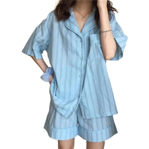 Stylish 1Set Women Pajama Striped Design All-match Comfortable Soft Tops Shorts Pajama Set Sweat Absorbent Easy to Wear for Home
