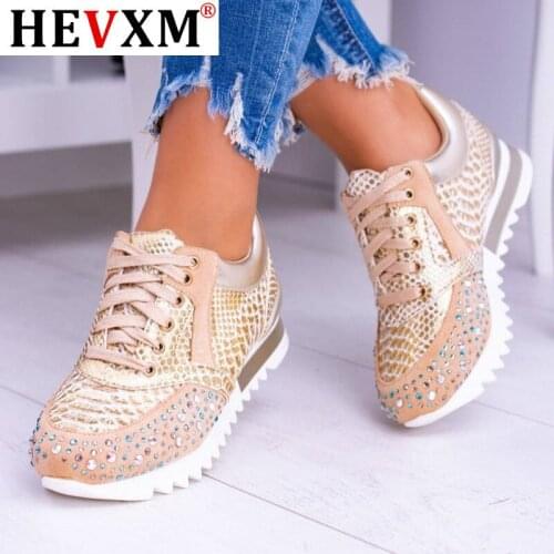 Women Vulcanized Shoes Fashion Beautiful Casual Shoes New Snake Skin Motif Shimmering Stones Design Sneakers Womens Flat shoes