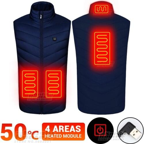 4 Areas Winter Men Heating Jacket USB Outerwear Heated Vest Motorcycle Jacket Ski jacket Warm Vest Moto Hunting Clothing Coat