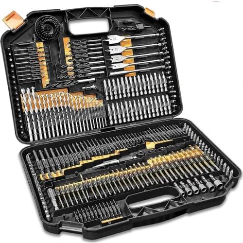 246pcs Drill Bit Set Screwdriver Bits In Storage Case Diy Wood Metal