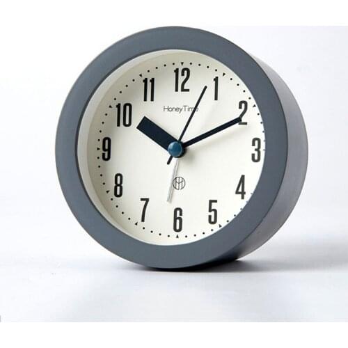 Nordic Mini 4 Inch Mute Colorful Desktop Alarm Clock with Night Light Round Silent Clock For Children Student Gifts