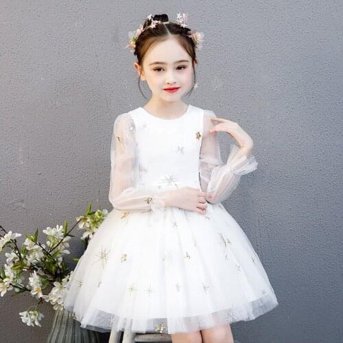 2020 new girls summer net yarn lantern sleeve dress dress party wedding evening dress for children 3-12 years old prom dress