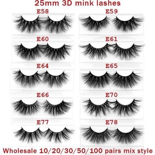 Bulk 25mm Mink False Eyelashes 30/100/200 pairs Wholesale 3D Mink Lashes big white tray Label Makeup Dramatic Long Mink Lashes