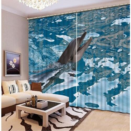 Ocean curtains dolphin curtain 3D Curtain Luxury Blackout Window Curtain Living Room