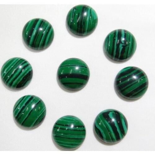 Wholesale 50pcs/lot 14mm Natural Stone malachite Half Round Flat Back Cabochons beads For DIY Jewelry making ring Accessorie