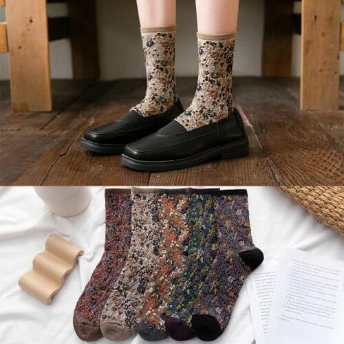 Autumn Winter Womens Fashion Cotton Three-dimensional Flower Socks Curled Knitted Colorful Female Ruffle Flowers Pattern Socks