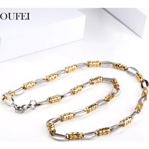 OUFEI Stainless Steel Long Metal Necklace Bracelet Set Fashion Necklaces 2019 Jewellery Accessories Choker Chain Free Shipping