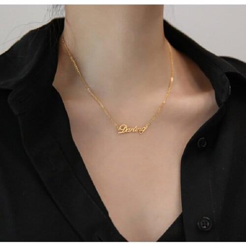 English Alphabet Dear Necklace Female Personality Temperament Trend 18k Gold Titanium Steel Clavicle Chain