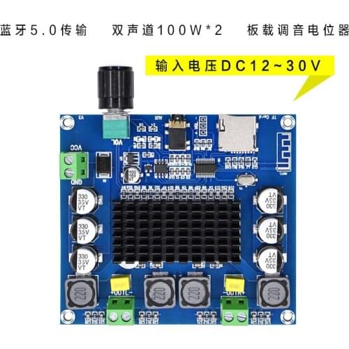 XH-A105 Bluetooth 5.0 TDA7498 digital amplifier board 2x100W Stereo Audio AMP Module Support TF Card AUX