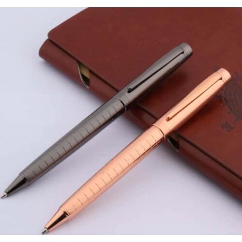 Luxury LINE metal Ballpoint Pen Twist gift Gun gray Chessboard ball point ink pen Stationery Student Office school supplies