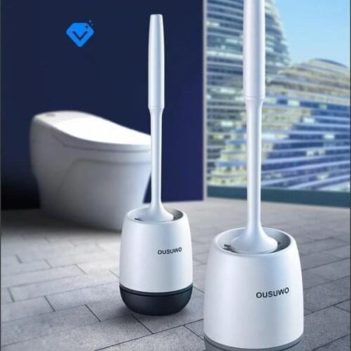 Silicone Toilet Brush Clean Home Wall Hanging Toilet Brush Tweezer and Holder Set Silicone Bristles for Bathroom Cleaning