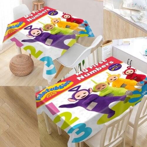Custom Teletubbies Pattern Tablecloth Waterproof Oilproof Rectangular Home Wedding Tablecloth Textiles