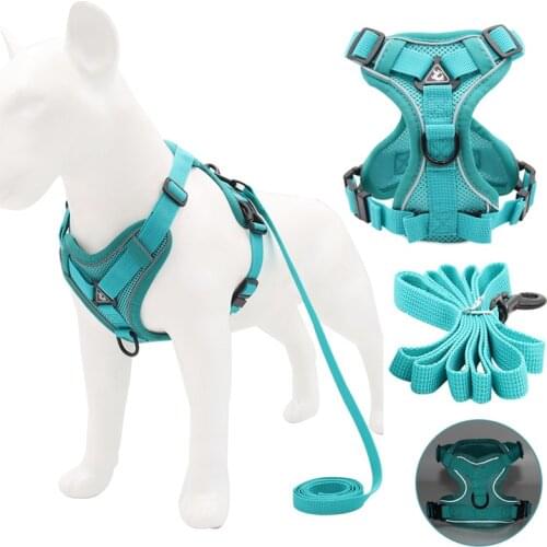 Reflective Dog Harness Adjustable Safety Vehicular Lead Straps Breathable Dog Cat Harnesses Vest Training perros accesorios
