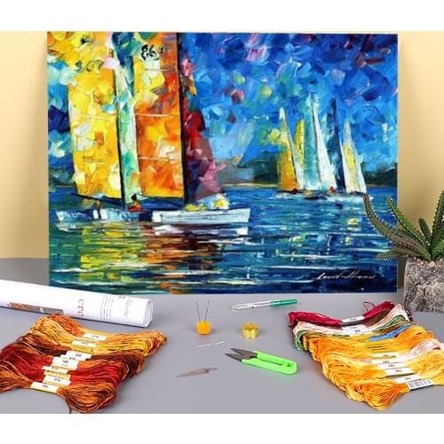 Close Encounter Printed Fabric 11CT Cross Stitch Complete Kit Embroidery DMC Threads Handmade Handicraft Hobby Needle