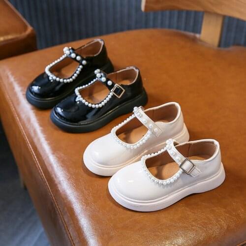 Girls Princess Shoes 2021 Autumn New Scoop Shoes Kids Leather Shoes Childrens Single Shoes Soft Bottom Pearl Sweet for Party