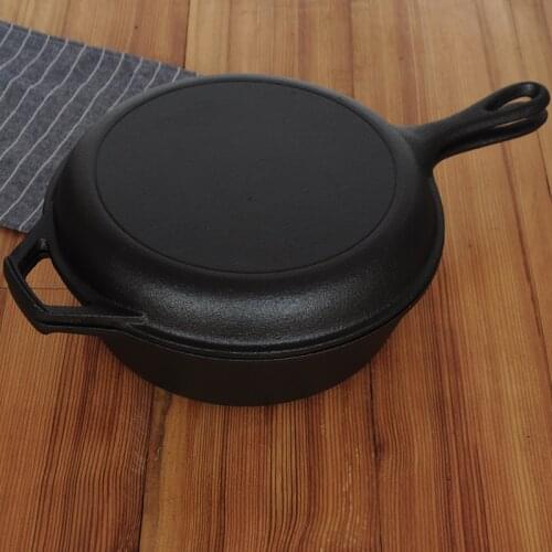 Heavy raw cast iron dual-purpose saucepan soup pot thickened frying pan without coating non stick home cooking omelet pan 26cm