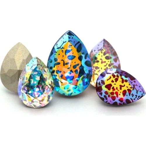 XIAOPU White Patina Series Shining Tear Drop K9 Loose Rhinestones Piontback Strass Crystal Glue on Clothing Crafts Stage Wear