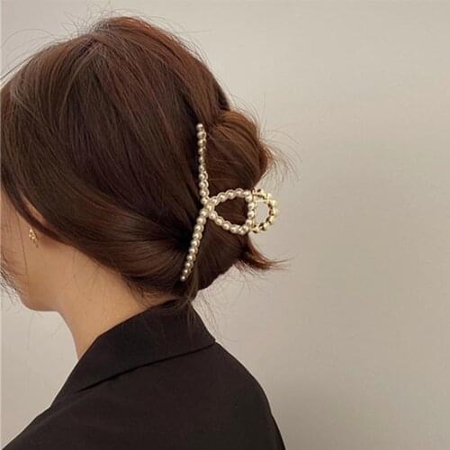 1pc Imitation Pearl Metal Hair Claws Makeup Thick Hair Accessories For Women Girls Korean Barrette Hair Clips Hair Crab