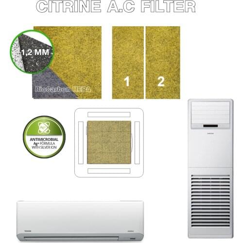 Hall and Ceiling Commercial Air Conditioning Hepa Filter + Carbon Block filter Titanium Citrine Silver Ion Coating