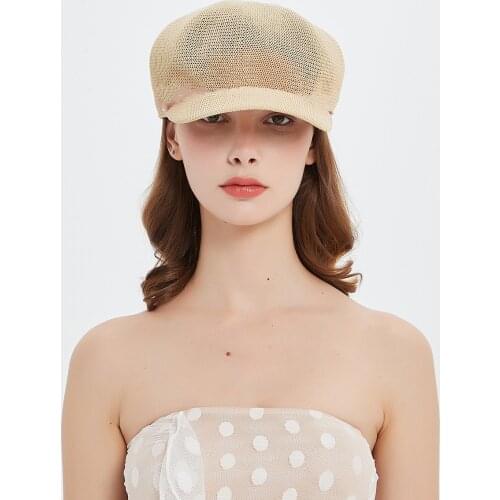 Washable Newsboy Hats For Women Summer Breathable Mesh Straw Beret Adjustable Artist Painter Octagonal Caps Visor Beach Sun Hat