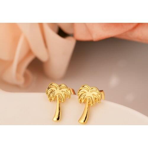 Fashion Jewelry Earrings Gold Color Bijoux For Women girls Luxury Princess Brincos girl coconut palm stud earring gift