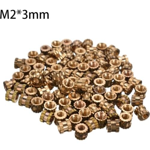 100Pcs M2X3mm Knurled Thread Inserts Brass Cylinder Embedded Nuts Metric Threaded Insert Injection Nut For Electrical
