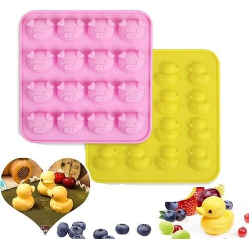 16-Cavity Little Duck and Pig Cake Decorating Moulds Silicone Molds For Chocolate Candy Ice Cube Cookie