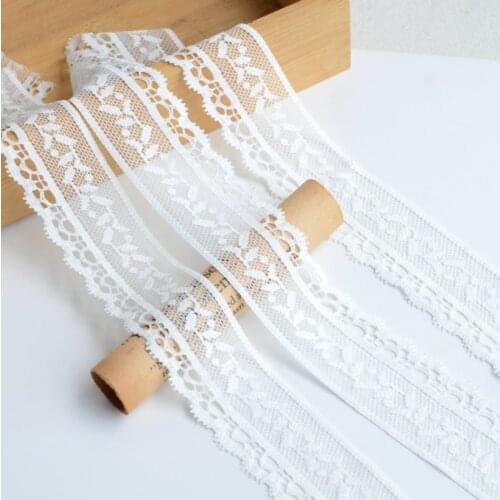 5 Meters/lot Width 3.3cm White Elastic Lace Fabric Stretch Lace Applique Trim DIY Crafts Sewing Supplies For Underwear Lingerie