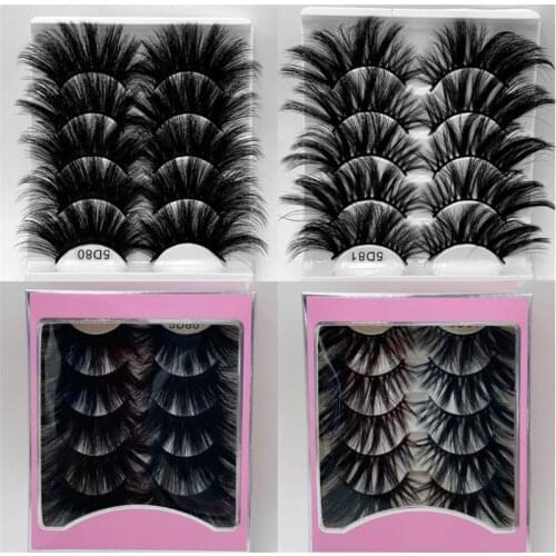 5Pairs 25mm Dramatic Thick Criss-cross lashes 5D False Eyelashes Wispies Fluffy Natural Handmade Eyelashes Makeup Extension