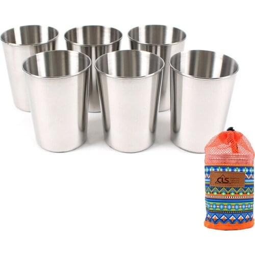 6pcs Outdoor stainless steel large camping picnic Portable beer cup set Bar home Cup ultralight cookware utensils water bottle