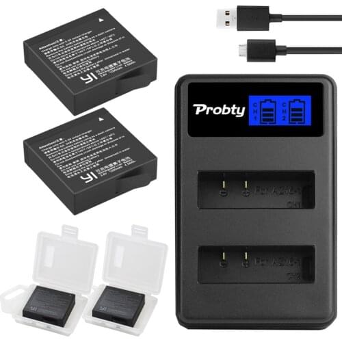 1200mAh 3.85V Battery AZ16-1 + LCD USB Dual Charger for Original Xiaomi Yi 2 4K Original Xiao Mi Yi Lite Action Cameras