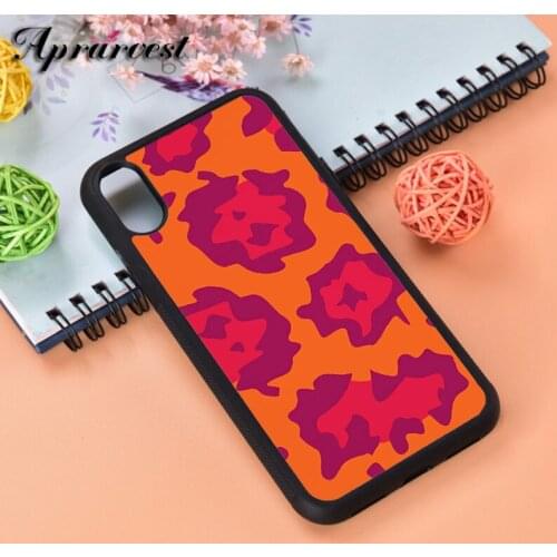 Aprarvest Orange And Red Leopard Print Pattern Silicone Phone Case Cover For iPhone 6 6S 7 8 PLUS X XS XR 11 12 MINI PRO MAX
