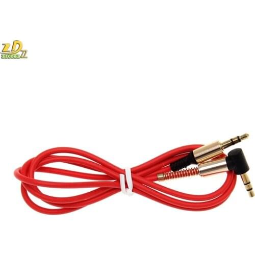 3.5mm Jack Stereo Audio Cable Male/Male 90 Degree Angle Aux Cable Wire Cord with Spring Protective Cover for mp3 cheap 1000pcs