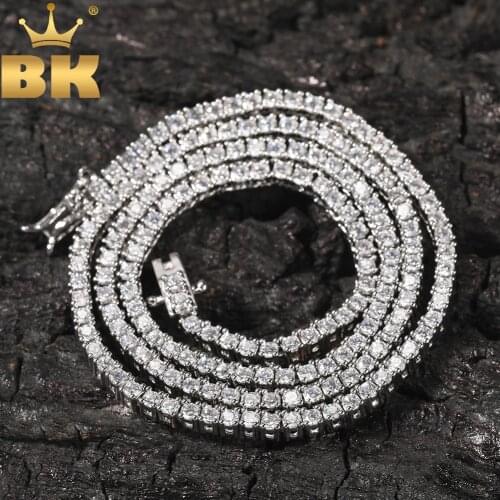 THE BLING KING Round Cut Iced Out Cubic Zirconia 2mm Tennis Link Chain Necklace Top Quality CZ Necklace Women Men Hiphop Jewelry