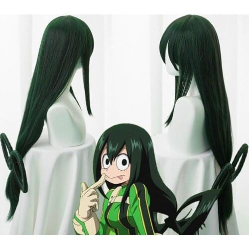 Boku no Hero Academia Tsuyu Asui Cosplay Wig My Hero Academia Women Long Green Synthetic Hair Halloween Party +Wig Cap