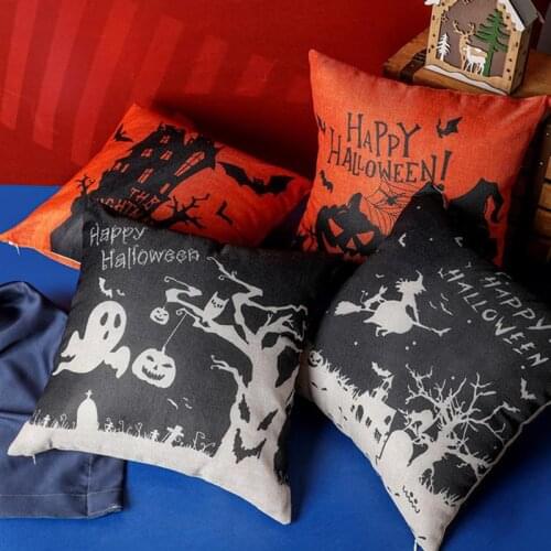 Halloween Cushion Cover Soft Linen Pillow Case Sofa Decoration Throw Pillows Cover For Living Room Car Pillowcase Home Supplies