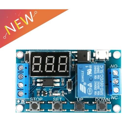DC 6-30V Support Micro USB 5V LED Display Automation Cycle Delay Timer Control Off Switch Delay Time Relay 6V 9V 12V 24V