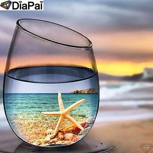 DiaPai Diamond Painting 5D DIY 100% Full Square/Round Drill "Cup starfish view" Diamond Embroidery Cross Stitch 3D Decor A24982